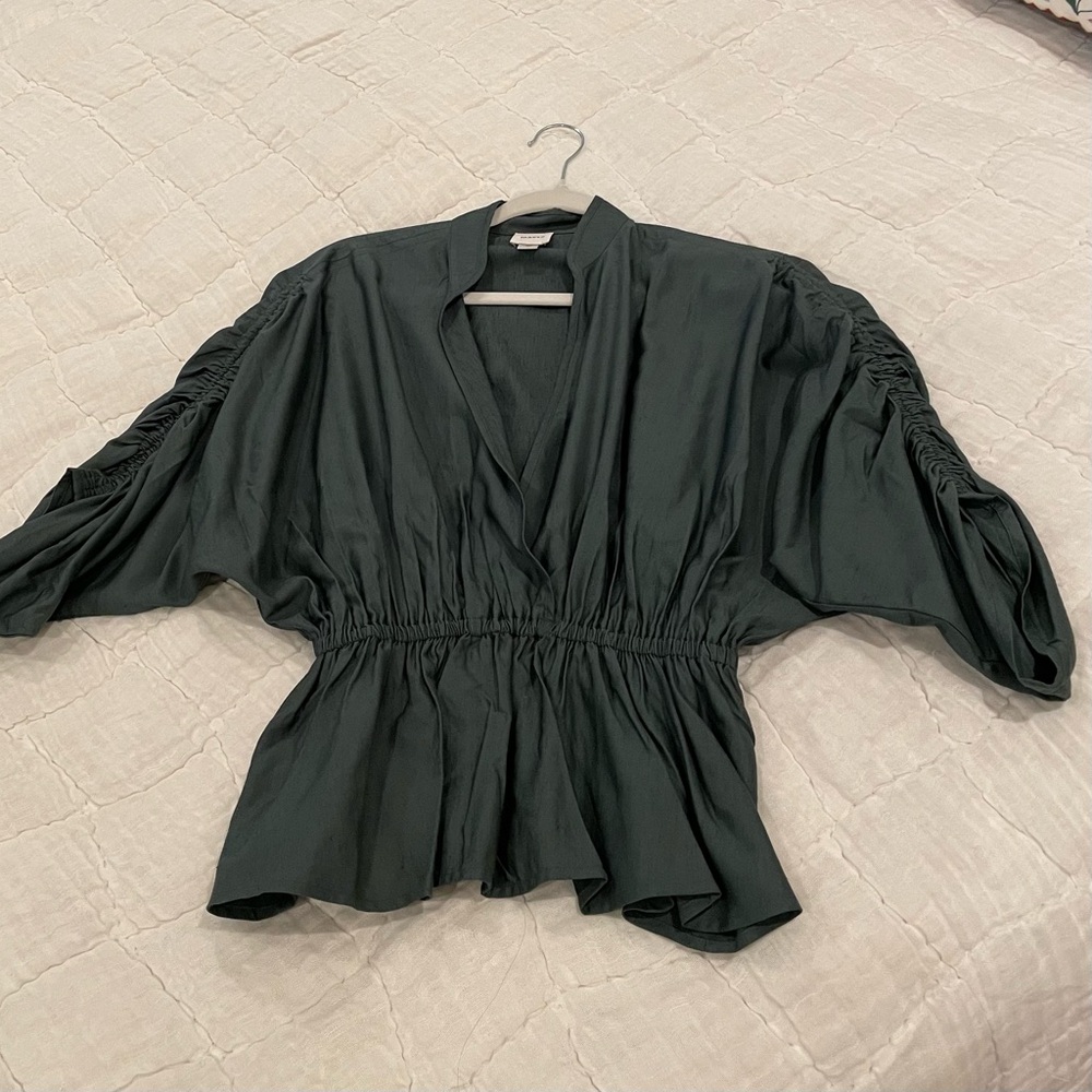 Anthropologie Maeve Green Linen Blend Top XS